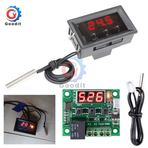 W1209 controlador de temperatura termostato Digital DC 12V regulador de Thermoregulator incubadora NTC Sensor medidor caso calor frío temp ► Foto 1/6