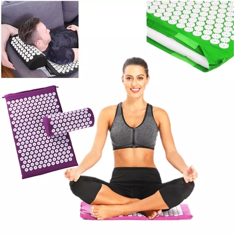 Cojín de acupresión para Yoga, esterilla de acupresión para aliviar el estrés, dolor de espalda, almohada con puntas de rosa ► Foto 1/6