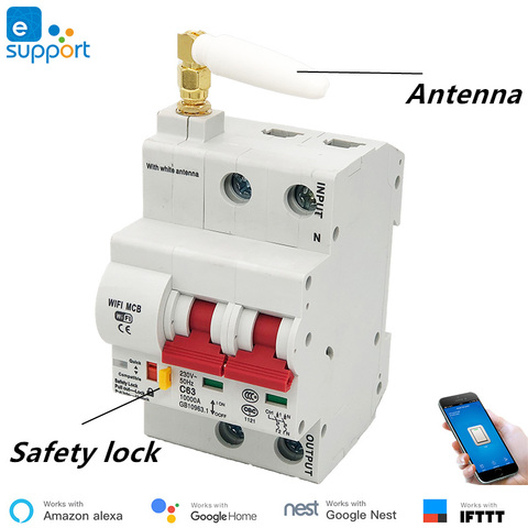 EWeLink WiFi 2 P interruptor de circuito inteligente interruptor automático de sobrecarga de protección de cortocircuito, trabajar con Amazon Alexa Google home ► Foto 1/6