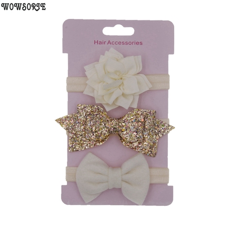 Diadema bebé diademas de flores banda de pelo lazo con lentejuelas precioso sombreros niños niñas princesa accesorios para el cabello 3 unids/lote ► Foto 1/6