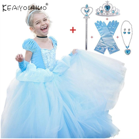 Vestido de Elsa disfraz de Navidad Vestidos infantiles para niñas vestido de Cenicienta Vestidos de princesa blanca nieve Vestidos Rapunzel Aurora Anna ► Foto 1/5