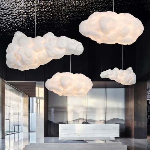 Lámpara colgante con diseño de nubes blancas para habitación de niños, luz LED creativa con nube de algodón de seda, ideal para guardería y escuela ► Foto 1/6