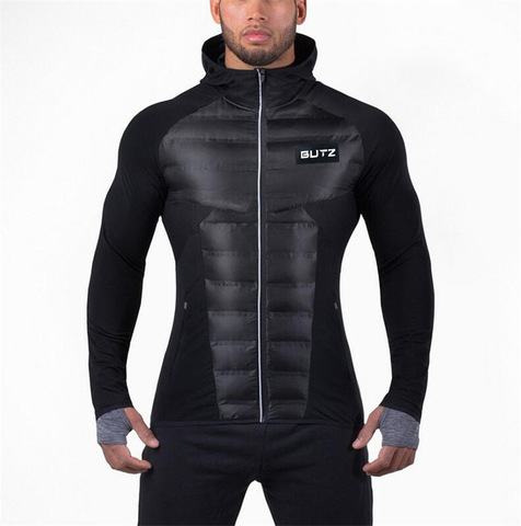 Chaqueta para correr para hombre, abrigo para correr deportes a prueba de viento, cálido, chaqueta con capucha para entrenamiento físico ► Foto 1/6