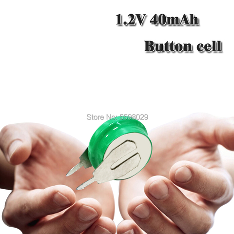 Batería recargable NI-MH de 1,2 v y 40mAh, pila de botón con pines de soldadura para auriculares con lámparas LED ► Foto 1/6