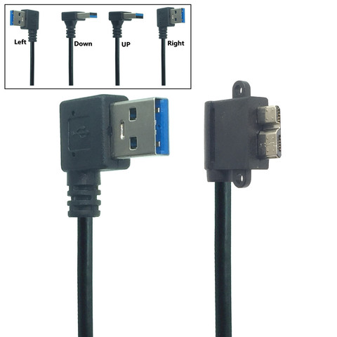 Cable USB 3,0 tipo A, 90 grados, arriba y abajo, izquierdo y derecho, acodado A Micro B, macho para Samsung S5 Note 3 HDD, disco duro externo ► Foto 1/6