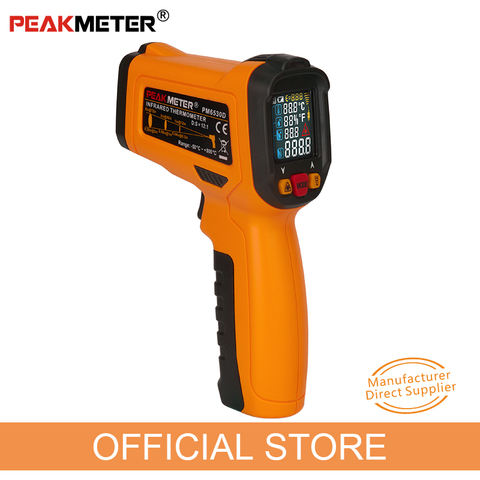 PEAKMETER PM6530D, termómetro infrarrojo IR de mano, medidor de pistola de temperatura, 50 ~ 800, punto de rocío de humedad, tipo IRT K, luz UV ambiental termometro digital termometro infrarojo termómetro digital ► Foto 1/5