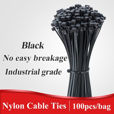 100 unids/bolsa de auto-bloqueo sujetacables de Nylon envoltura de Cable tirantes correa de sujeción Cable Tie-Conjunto de auto-bloqueo de plástico corbata ► Foto 1/6