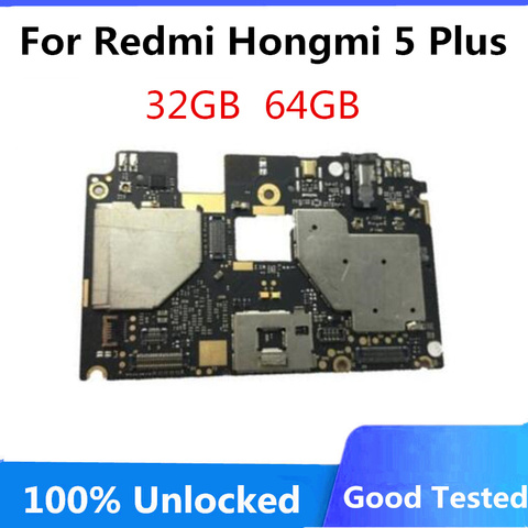 Placa base para xiaomi Redmi 5 Plus hongmi 5 Plus, placa base Original de 32gb y 64gb con desbloqueo, placa base de circuito de jabalí lógico de 32GB y 64GB ► Foto 1/1