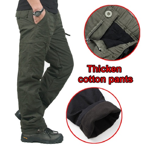 Pantalón grueso y cálido para hombre, doble capa, Polar, militar, Camuflaje, algodón táctico, pantalón largo, Cargo, holgado, para invierno ► Foto 1/6