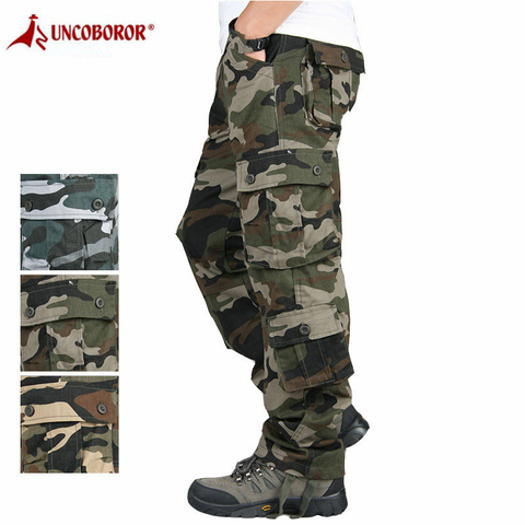 Pantalones Cargo de camuflaje para Hombre, pantalón holgado de combate, con multibolsillos, estilo militar, 44 ► Foto 1/6