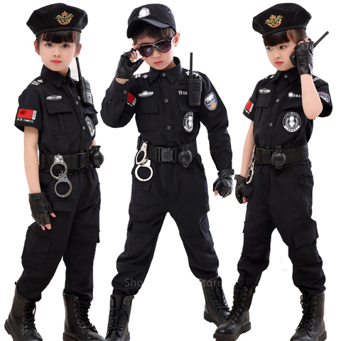 Uniformes de policía especial de tráfico para niños, disfraces de Cosplay para Halloween, actuación de fiesta, policía, ejército, 110-160CM ► Foto 1/6