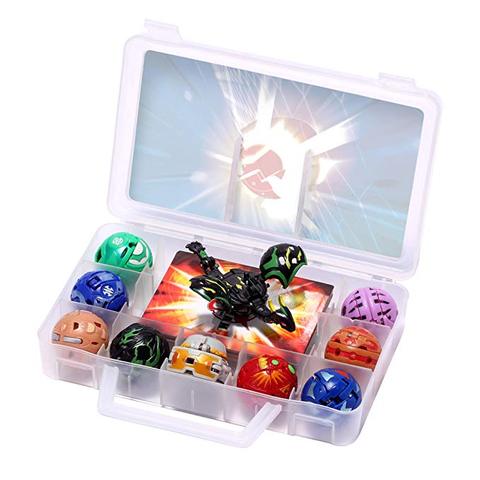 Tomy Bakuganes-Mini juguetes para muñecas pequeñas, organizador de juguetes, estuche de transporte con 12 compartimentos (transparente) ► Foto 1/5