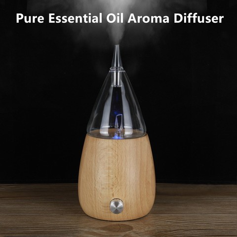 Difusor de aceite esencial puro sin agua, vaporizador de aromaterapia de vidrio de madera, Difusor de Aroma, nebulizador de aceite esencial para el hogar ► Foto 1/6