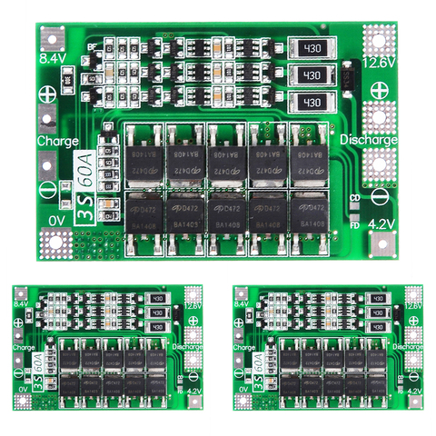 Mayitr 3S 12,6 V 60A w/Balance baterías de litio BMS Placa de protección para 18650 de 26650 de baterías de Li-ion ► Foto 1/6