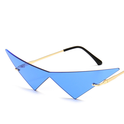 Gafas de sol con diseño de ojo de gato para mujer, lentes triangulares sin montura, de marca de lujo, a la moda, gafas para fiesta, 2022 ► Foto 1/6