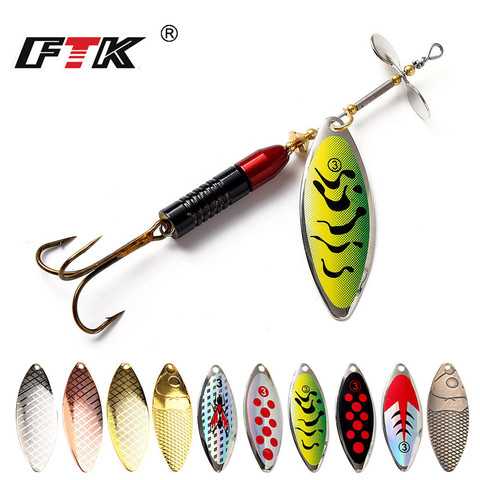 FTK 1PC 11,5 cm 20g tiempo fundido colorido Spinner cebo Señuelos de Pesca Spinner Pike Paillette brillantina carpa ► Foto 1/6