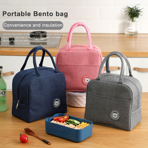 Uds fresco refrigerado bolsas de Nylon impermeable portátil cremallera térmica Oxford bolsos para la comida para mujer conveniente bolsa de caja de almuerzo bolsas de comida ► Foto 1/6