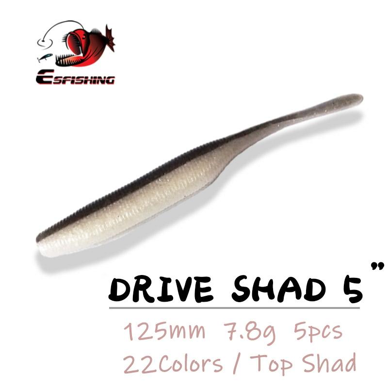 Esfishing pescar suave señuelo Shad de cebo 125mm 7,8g 5 piezas coche Shad 5 