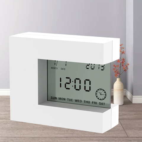 Reloj electrónico para decoración de escritorio del hogar, con calendario Digital LCD, alarma de fecha, temporizador de cuenta atrás, batería de temperatura, cuadrado ► Foto 1/6