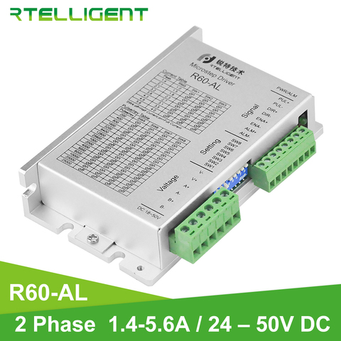 Rtelligent-controlador de Motor paso a paso Nema 24 DE 24-50VDC, R60-AL CNC con función de alarma faltante de fase y controlador paso a paso de Control IO ► Foto 1/6