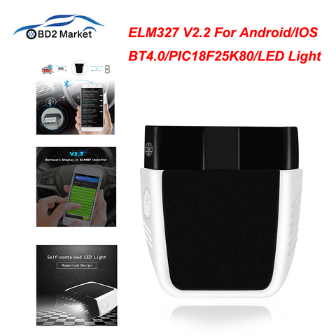 OBD2 ELM327 V2.2 herramienta de diagnóstico PIC18F25K80 herramienta de escaneo Bluetooth 4,0 mejor que elm 327 V1.5 diagnóstico de coche odb2 obd2 escáner ► Foto 1/6