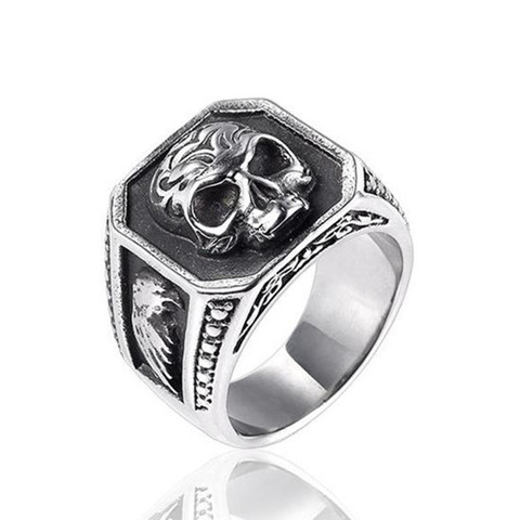 Anillos de calavera de motorista de cuento de hadas gótico Simple para hombre Punk Rock 316L anillo de acero inoxidable para joyería de mujer ► Foto 1/6