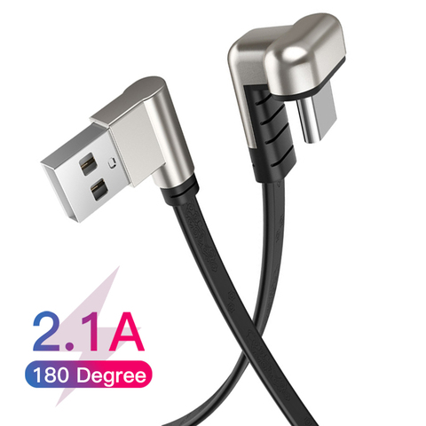 Cable USB tipo C de aleación de Zinc para móvil, cable de carga rápida de 180 grados, tipo c, cargador de datos para Samsung S8, S9, Note 9, 8, Xiaomi mi8 ► Foto 1/6