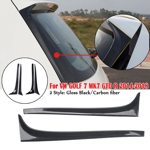 Alerón lateral para ventana trasera de coche, fibra de carbono de color negro brillante para vehículo GOLF 7, MK7, GTD R 2014-2022, accesorio de estilismo con cinta adhesiva para automóvil ► Foto 1/6