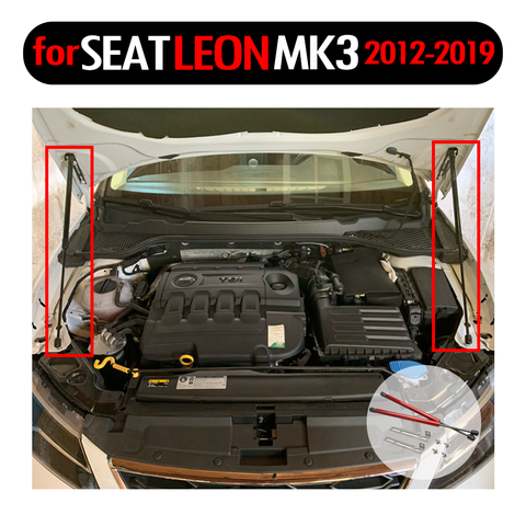 Amortiguador de choque de fibra de carbono para SEAT Leon MK3 5F 2013-2022, capó delantero de coche, resortes de elevación de Gas modificados ► Foto 1/6