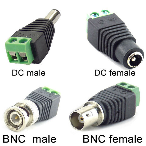 2/5/10 Uds 12V DC BNC macho conector hembra coaxial Cat5 a BNC enchufe hembra para el Led luces de tira del Balun de vídeo CCTV Cámara Accesorios ► Foto 1/6