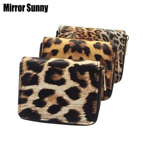 Cartera corta de cuero de leopardo para mujer, bolsillo pequeño para dinero, Bolsa porta tarjetas, monedero con cremallera, sencilla, gran oferta, novedad de 2022 ► Foto 1/6