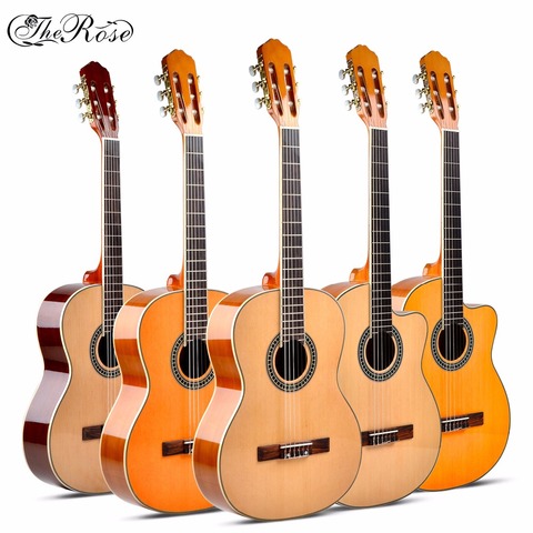 Guitarra acústica clásica de 39 pulgadas, instrumento Flamengo de 6 cuerdas, Picea Asperata, tilo, nailon, luz roja, tamaño estándar ► Foto 1/6