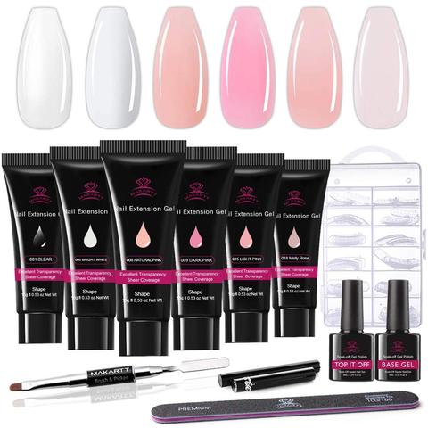 Makartt-Kit de extensiones de uñas, Gel de extensión acrílica, realce de uñas, color rosa transparente, todo en uno ► Foto 1/6