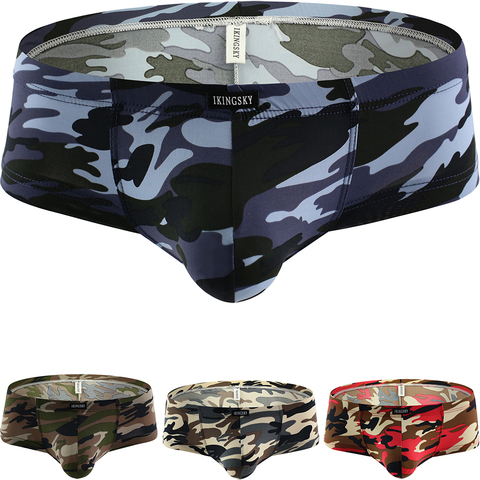 IKingsky-bóxer atrevido de camuflaje para hombre, ropa interior Sexy para mejillas, elástica, parte trasera brasileña, bragas ► Foto 1/6