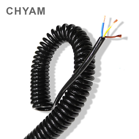 Cable de alimentación extensible, cuerda elástica en espiral de 2/3/4/6/8 núcleos, clavijas para Cable de 0,2mm, 0,5mm y 1,5mm, color negro ► Foto 1/5