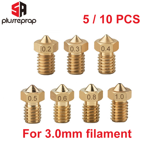 5/10 Uds M6 tobera roscada de Metal completo 0,2, 0,3, 0,4, 0,5, 0,6, 0,8, 1,0mm para filamento de 3,0mm V5 V6 salida Hotend extrusora 3D impresora ► Foto 1/4