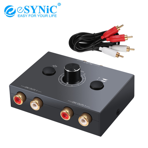 ESYNiC-conmutador bidireccional de Audio estéreo, 2X1/1X2 L/R, interruptor de Audio estéreo RCA portátil, divisor de Audio con botón de silencio ► Foto 1/6