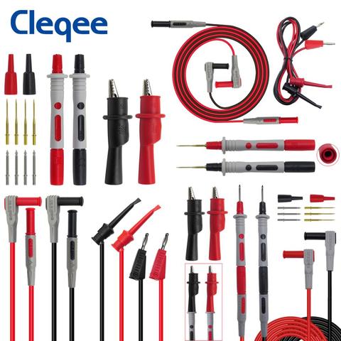 Cleqee-Kit de Cable de prueba P1308B, Cable de prueba de 4MM, conector Banana a prueba, Cable reemplazable, multímetro, sonda de prueba, pinza de cocodrilo, 8 Uds. ► Foto 1/6