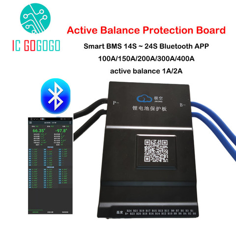 1A/2A activo equilibrio Placa de protección de batería inteligente BMS 13S ~ 24S 100A 150A 300A puede RS485 GPS APP Lifepo4 Li-Ion LTO JK 16S 20S ► Foto 1/6