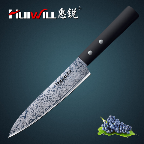 2022 ¡Nuevo! Cuchillo de cocina Kiritsuke de 6 pulgadas estilo japonés con capa de Damasco de acero de alto carbono Cuchillo pequeño para cortar ► Foto 1/6