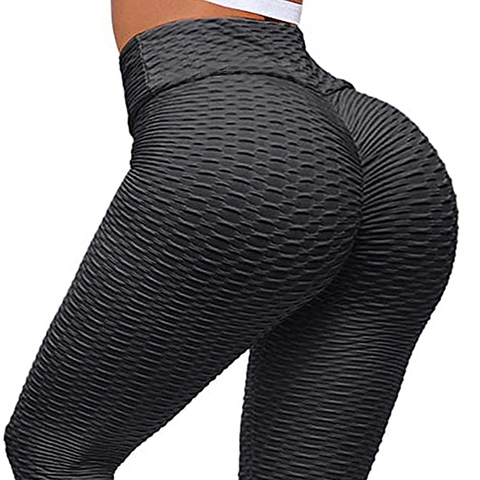 Pantalones de Yoga para mujer, mallas deportivas Sexy de talla grande, color negro, Jacquard, para correr, gimnasio, anticelulitis ► Foto 1/6