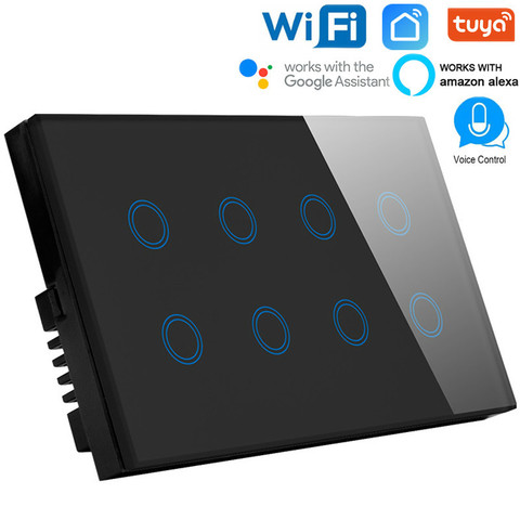 Pantalla táctil de 146mm con WIFI y 8 entradas, interruptor inteligente de pared con vidrio de interruptor inalámbrico, interruptor de luz con aplicación Tuya y control remoto, funciona con google alexa, EU ► Foto 1/4