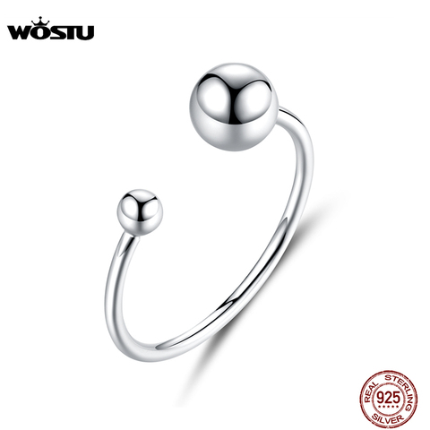 WOSTU-Anillo de plata de primera ley con forma de bola para mujer, sortija ajustable, plata esterlina 925, estilo Simple, joya fina, CQR575 ► Foto 1/6