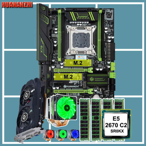HUANANZHI-Paquete de placa base X79, piezas de PC, CPU, Intel Xeon E5 2670, 6 tubos de enfriador RAM, 32G(4*8G), tarjeta de Video REG ECC, GTX750TI 2G ► Foto 1/6