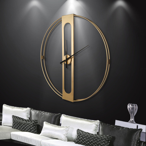 Reloj de pared sala de moda de hogar creativo simple atmosférica reloj arte con personalidad tendencia Luz de decoración de lujo reloj silencio ► Foto 1/6