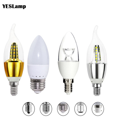Bombilla LED E14 E27 para Vela, lámpara de ahorro energético, 3 W, 5 W, 7 W, 8 W, Bombilla, lámpara para decoración del hogar E12 B22 B15 ► Foto 1/6