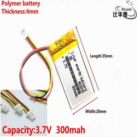 Batería de iones de litio de buena calidad JST PH, 1,0mm, 3 pines, 3,7 V,300mAH, 402035 polímero, para tableta, pc, banco, GPS,mp3,mp4 ► Foto 1/5