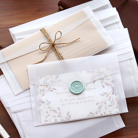 Sobres transparentes personalizados, conjunto de Sobres de papel translúcido con letras Vintage para invitación de boda, para tarjetas, 10 unids/lote ► Foto 1/6