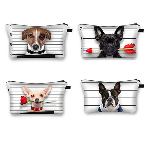 Bolsas de cosméticos con estampado 3D de perro bonito, bolsos de maquillaje para mujeres, organizador, neceser para viaje ► Foto 1/6