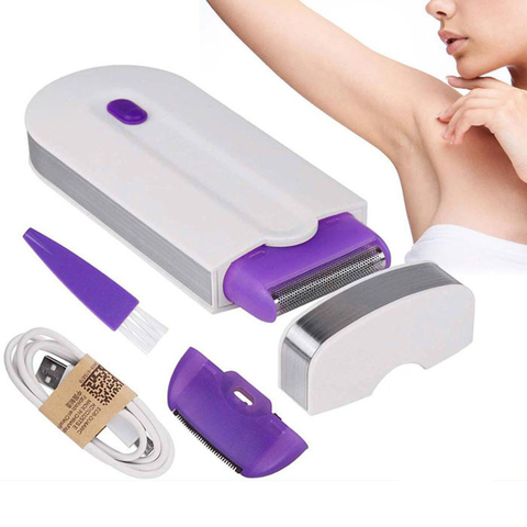 Depiladora eléctrica recargable 2 en 1 para mujer Dispositivo de depilación indoloro con Sensor instantáneo, afeitadora ligera ► Foto 1/6
